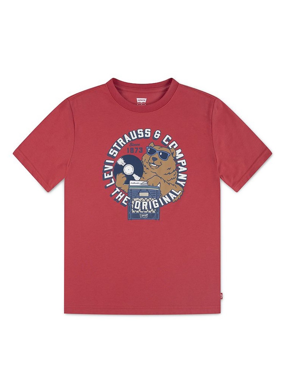 Levi's boys Red Graphic Bear Tee with Record Design size XL